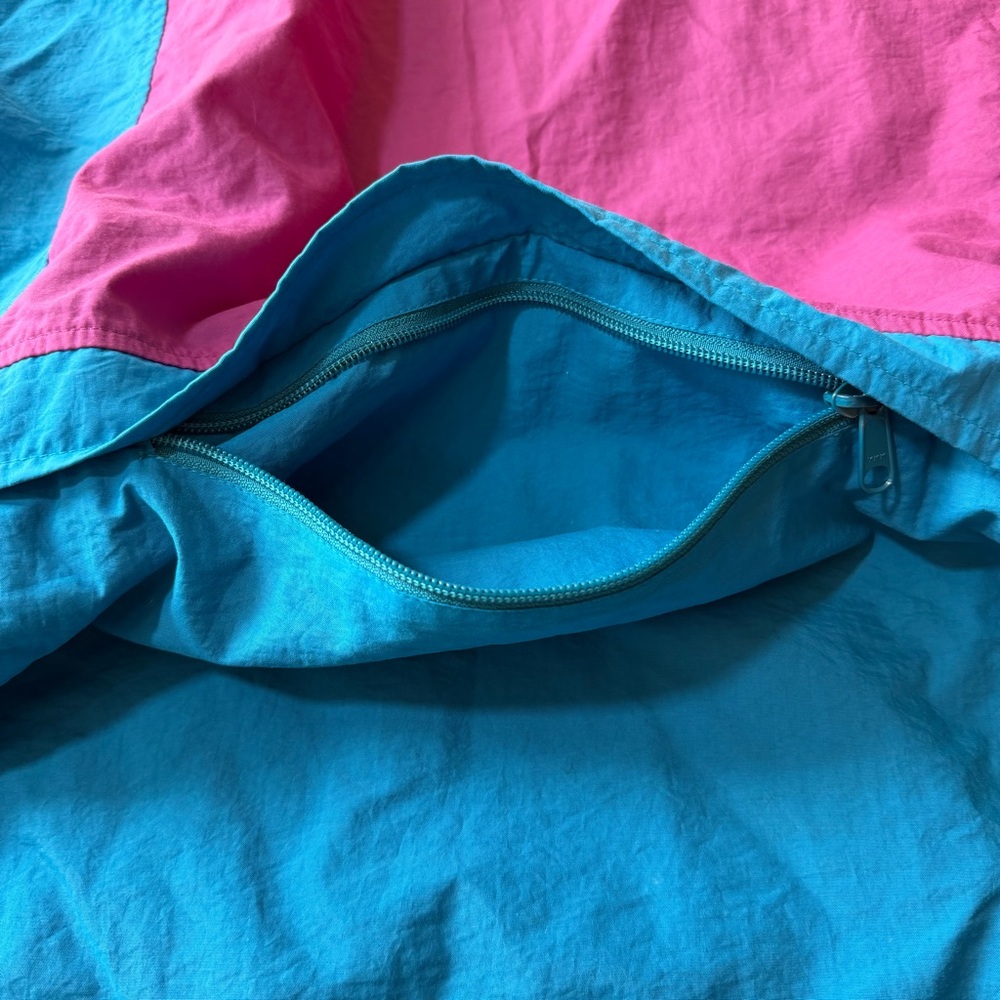 90s Vintage North Face Men's Medium Color Block Windbreaker Jacket Teal Magenta - Picture 9 of 11